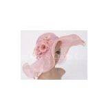 Round Top Ladies Tea Party Hats With 16cm Soft Wavy Brim , Sinamay Hat thumbnail-1