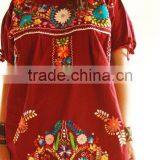 Bohemian Hand Emboidered Kaftan dress beachwear tunic tops cotton tassels fringes funduna hem kurtis pom pom lace short tops