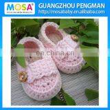 Wholesale Crochet Newborn Girl Mary Jane ,Baby Girl Pink Booties ,Baby Shoes