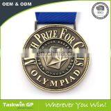Antique Gold Plated Free Design Custom Sport Medals With Ribbon thumbnail-1