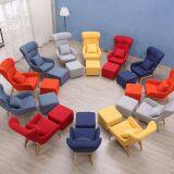 Modern Ash Wood Fabric Cushion Living Room Lounge Chair thumbnail-4