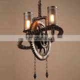 Retro Industrial Rusty Brass Wheel Vintage Lamp Chandelier for Bar thumbnail-3