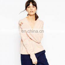Ladies V Neck Cashmere Sweater OEM Service thumbnail-1