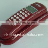 Wine Red Color Small Caller ID Corded Telephone Crystal Button
