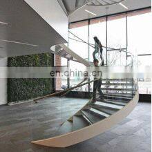 China Manufacturer Modern Design Prefabricated Stairs Wooden Curved Staircase thumbnail-4