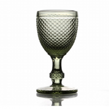 Wine Glass Colored Glass Goblet Vintage Pineapple Pattern Embossed Glass Goblets thumbnail-5