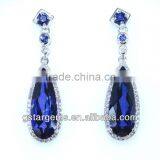 925 Sterling Silver Created Blue Sapphire Earring Gemstone Jewelry Hong Kong Wholesale