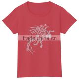 OEM service supply women clothing Tshirt with rhinestone motif