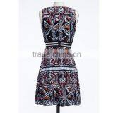 2016 Latest Designs One Piece Sleeveless O-neck Printed Slim Fit Casual Vintage Dress thumbnail-3