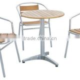 Ash wood top metal garden furniture set