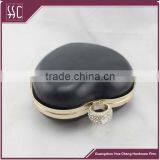 150*123mm Light Gold Heart Shape Purse Frame With Rhinestone Ring Clutch Frame With Plastic Shell thumbnail-4