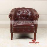 Red Color Leather Single Sofa Chair With Low Back Rest YZA501 thumbnail-1