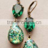 falak gems Vintage Emerald Opal Earrings,Emerald Green Fire Opal,RARE ,Opal Earrings,Opal