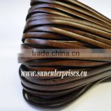 Flat Nappa Leather cords - Italian Leather - Chocolate brown- 20mm
