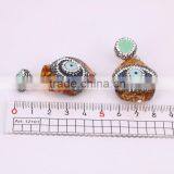 Charm Resin With Evil Eye Shell Stud Earrings, Crystal Zircon Turquoise Stud Gem Earrings thumbnail-2
