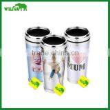 2015 Eco-Friendly Promotional Double Wall Travel Mug With Paper Insert