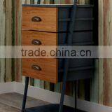 3 Drawers Metal Frame Wood Top Vintage Bathroom Corner Cabinet thumbnail-1