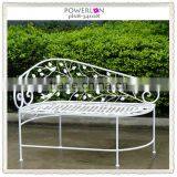 Cream White Decorative Garden Metal Bed Bench thumbnail-1