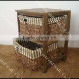 Baking Finish Wooden Storage Cabinet Antique Straw Drawers Bedside Table thumbnail-1
