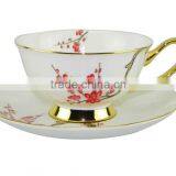 Hight Quality New Products 200ml Bone China European Style Plum Blossom Pattern Coffee Cup With Saucer Set for Promotion Gift thumbnail-1