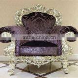 Silver Leaf Resin Based Purple Antique Fabric Sofa Furniture thumbnail-1