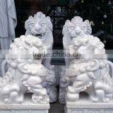 Outdoor Traditional Lion Statue Stone Vietnam Marble Sculptures