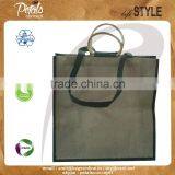Customize Label Jute Bag With Wooden Apple Shape Cane Handle & With Jute Web Handle thumbnail-1