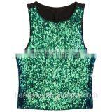 2016 Newest Ladies Sequin Tank Tops Short Glittery Top HST9188 thumbnail-1