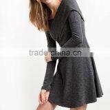 Grey Criss Cross Off The Shoulder Kint Fit And Flare Winter Women Dress Names Of Girls Dresses Wholesale Clothing Market HSD5691 thumbnail-2