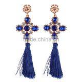 Bohemian Jewelry Rhinestone Gems With Alloy Plated Tassel Dangle Earrings thumbnail-6