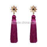 Bohemian Jewelry Rhinestone Gems With Long Colorful Tassel Charms Earrings for Women thumbnail-6