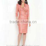 Formal Knee Length Long Sleeve Satin Mother Evening Dresses for Wedding thumbnail-1