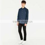 Wholesale Plain Long Sleeve Linen Cotton Shirt Blue Formal Custom Shirts for Men thumbnail-5