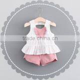 Baby Girl Clothes Summer Outfit Plaid Sleeveless Top Dark Green Shorts Plus Size Children Wear Oem Service thumbnail-4