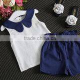 Wholesale Children Cotton and Linen Set Cute Girl Sleeveless Doll Shirt Shorts Two Piece thumbnail-3