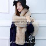 Womens Fur Scarfs Fashionable Luxury Runway Show 200cm Long Faux Fur Fox Fur Stole Collar Strip Patchwork Pashmina Scarf thumbnail-5