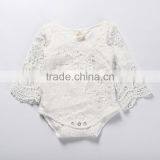 S17522A Newborn Girls White Ruffles Sleeve Sliders Baby Lace Jumpsuits thumbnail-3