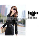 Latest Spring and Autumn European and American Stylish With Zipper Design Elegant Slim Women Leather Jacket thumbnail-6