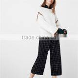 Attractive Glitzy Cropped Cutting Side Zip Cotton Womens Checkered Pants thumbnail-2