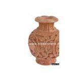 Hand Carved Wooden Decorative Vase India Fair Trade Art thumbnail-1