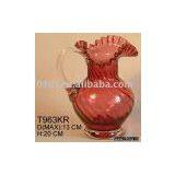 Cranberry Goldenred Glass Vase thumbnail-1