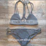 Hand Knitted Multi Rope Swimwear Bikini/yln Grey Halter Bikini Swimwear/ Fancy Bikini Set Swimwear Beachwear