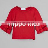 Bell sleeve tbaby girl clothes wholesale icing ruffle shirt toddler cranberry ruffle top