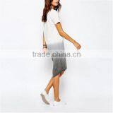 2016 Latest Model Fashion Printed Summer Two Tone Gradiente Longline Cotton Dress Wholesale thumbnail-4