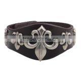 XP-LB-6107 Wholesale Best Price Anchor Rivet Hip Hop Leather Bracelet