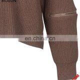 Knitwear Manufacturer Chocker Zip Sleeves Pullover Sweater for Woman thumbnail-5
