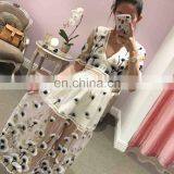 Pictures of Long Skirts and Tops Women See Through Floral Printed Long Casual Chiffon Dress thumbnail-2