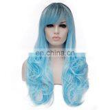Halloween Carnival Party Sky Blue Black Root Wig for Adults thumbnail-3