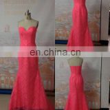 Real Dresses Lace Evening Gown Watermelon Sweetheart Bodice Floor Length Long Coral Evening Dresses Women Free Shipping ZZ25