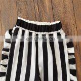Girl Summer 2PCS Outfit Kids Short Sleeve Black Tops & Stripe Pant Set Girl Clothing Sets for 1-6T thumbnail-4